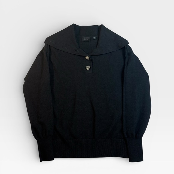 Cyrus Women’s Milan Black Knit Quarter Collar Button Rayon Sweater SMALL - Picture 7 of 8